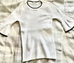 index リブ編み フレアスリーブ ニット Mサイズ ホワイト