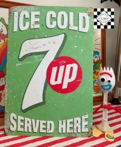 7up② セブンアップ　ブリキ看板　アメリカン雑貨　アメリカンダイナー　ガレージ