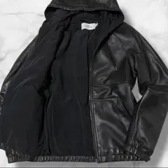 美品　BG ジップアップパーカー　レザージャケット　レザー　ラム　羊　黒　M GAP(ギャップ) / 00S/ラムレザージャケット/レザーパーカー/L/羊革/BLK