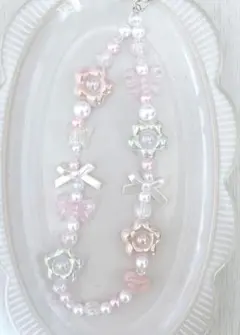 【愛され⋆˙⟡一点物】ピンクのきらめき〰︎︎ビーズストラップ C210