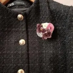 花モチーフ ブローチ ダークブラウン ピンク 卒園 入園 コサージュ