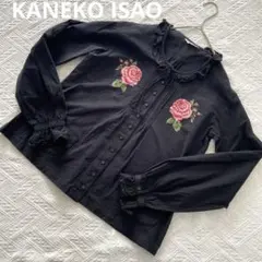ワンダフルワールド　カネコイサオ　フリル刺繍　オーバーブラウス　ブラックのサムネイル