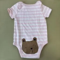 Baby GAPピンクと白のストライプロンパース　80cm