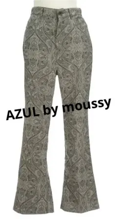 <AZUL by moussy ペイズリー柄ブーツカットパンツ>