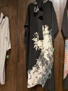 着物リメイクロングワンピースNo.1520