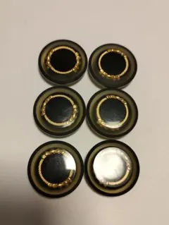 黒クリア金ボタン23mm6個セット　レトロボタン