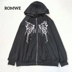 ROMWE パーカー フルジップ パンク風 地雷系 Y2K 長袖 ブラック
