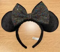 ミニーちゃん カチューシャ レインボードット ブラック