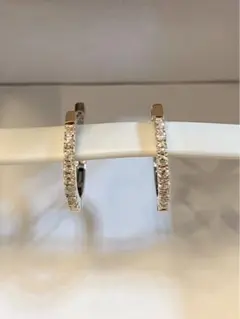 コンビ フープピアス ダイヤモンド pt950 K18 バネ式