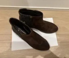 クチュールブローチ ショートブーツ 24.5cm ブラウン サイドゴア