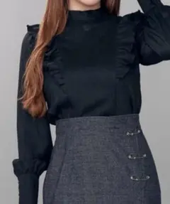 EATME 刺繍入りスタンドカラーブラウス