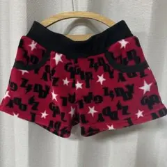 ZIDDY140サイズ赤 フリース ハーフパンツ 星と文字プリント