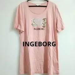INGEBORG スパンコール ピンクチュニック 半袖　日本製　9号　Tシャツ