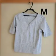 earth music&ecology グレー Vネック Tシャツ M