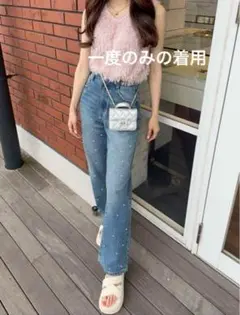 グレイル　coca フラーネ　ビジューデニムパンツ　Ｌ