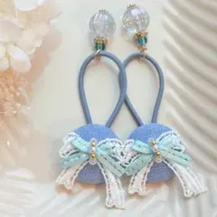 298✾︎ ハンドメイド　ヘアゴム2個セット　22㎜くるみボタン