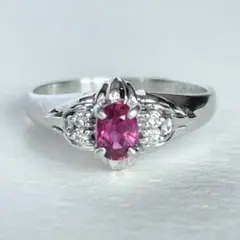 2124 ルビーダイヤリングPT900プラチナ10号0.44ct - メルカリ
