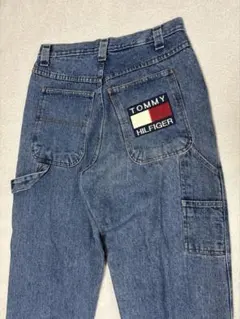 90s 古着 トミーヒルフィガー ビッグロゴ デニム ハーフパンツ 36