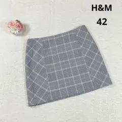 【エイチアンドエム】ミニ丈 タイトスカート (42) グレンチェック 台形