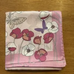 ハンカチ ピンク 花柄 蝶々のサムネイル
