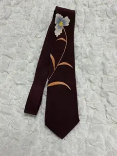 IZUTSUYA 花柄 ネクタイ バーガンディ