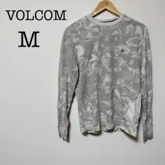 VOLCOM 【M】グラフィックプリント 長袖カットソー グレー 落ち着いた
