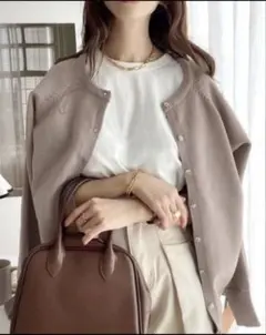 【classical ELF】長袖カーディガン　グレージュ　モカ