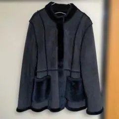 フェイクムートンコート スタンドコート 黒 フリーサイズ