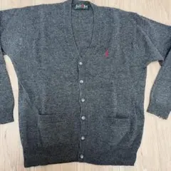 【EASTBOY】グレーのVネックカーディガン　ウール100% サイズ9 学生服