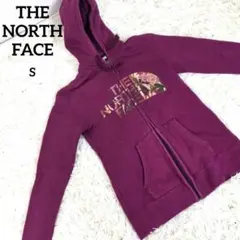 ザ　ノース　フェイス　パープル ジップアップ　ロゴ　パーカー　s