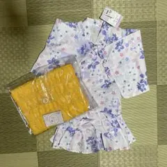 ゆかたドレス　浴衣　ヘコ帯付き　甚平　スカート　110