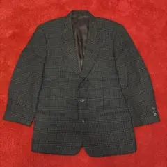 ウール100% ブラウンチェック柄 テーラードジャケット