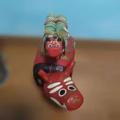 ビンテージ 木彫り 虎乗り人形七福神 郷土玩具 - メルカリ