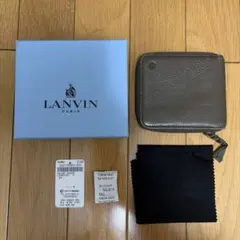 LANVIN 二つ折り財布 ラウンドジップ 鹿革 ブラウン