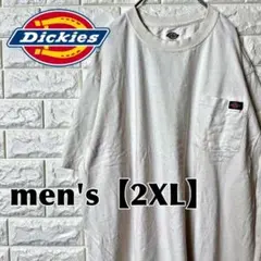M5【Dickies】刺繍ロゴ半袖Tシャツ【メンズ2XL】ホワイト ディッキーズ