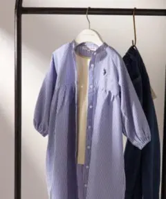 CIAOPANIC TYPY ワンポイント刺繍シャツワンピース 120 ブルー