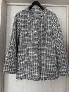 GLACIER ノーカラーツイードジャケット