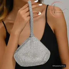 シルバーラインストーン ミニハンドバッグ パーティーフォーマル 軽量 高見え
