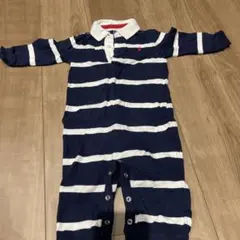 に*マ様 Ralph Lauren ストライプロンパース 9M ポロ　ラルフロー