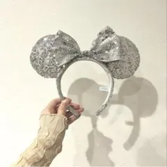 シルバー スパンコール ミッキー カチューシャ