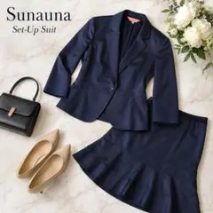 Sunaunaスーナウーナ ペプラム フリルスカート セットアップ 38ネイビー