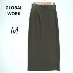 ウエストゴム✨GLOBAL WORK カーキ緑 タイトスカート【M】H10037
