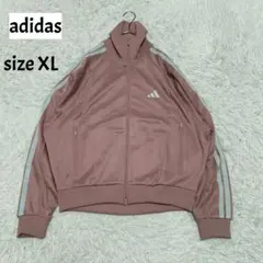 超美品 adidas トラックジャケット ダスティピンク 刺繍ロゴ XLサイズのサムネイル