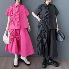 ❤️ラス１ピンク❤️大きいサイズ セットアップ　スカートレディース 春夏 半袖r