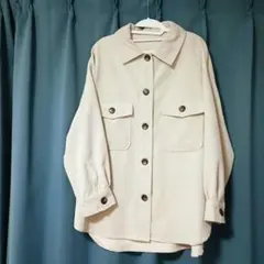 moment+　ベージュ コーデュロイ風 シャツジャケット