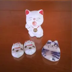 ネコ 置物 箸置き 焼き物  縁起物 有田焼 猫  お正月