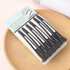 ヘアクリップ 6本セット 黒 ダッカール 前髪クリップ メイク 洗顔