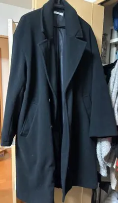 黒 チェスターコート メンズ