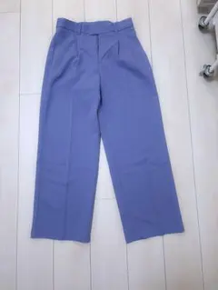 紫色 プリーツ入り ワイドレッグスラックス