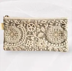 【値下げしました】インド刺繍リボン【ペンケース】ブルー